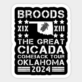 Great Cicada Comeback Tour Oklahoma 2024 Cicada broods XIII and XIX in Oklahoma Sticker